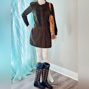 J. Crew Brown / Olive Longsleeve Wool Dress Size 2 New